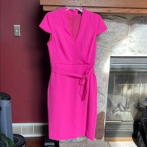 J. Crew Pink Sheath Midi Dress with Cap Sleeves
